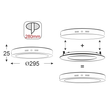 NETTO SILVER LED ROUND PC SLIM PANEL 26W 3000K 1830Lm230V Φ295Ra80
