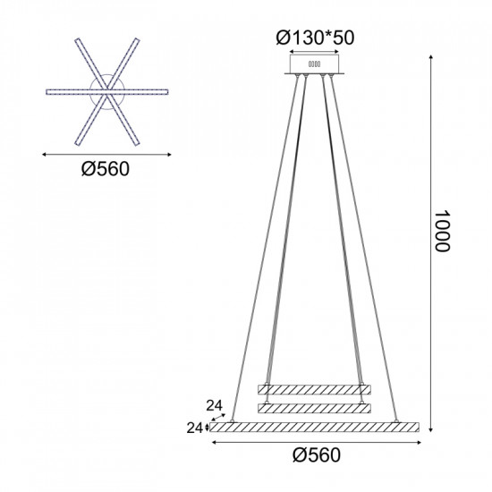 ΚΡΕΜΑΣΤΟ Φ/Σ LED 27W 3000K 2850LM CANELA ΞΥΛΟ+ΛΕΥΚΟ ΜΕΤ/ΚΟ D56XH100CM