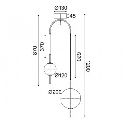 ΚΡΕΜΑΣΤΟ Φ/Σ LED 11W 3000K 1150LM AMELIA ΜΑΥΡΟ ΜΕΤ/ΚΟ+ΛΕΥΚΟ ΓΥΑΛΙ D37XH120CM