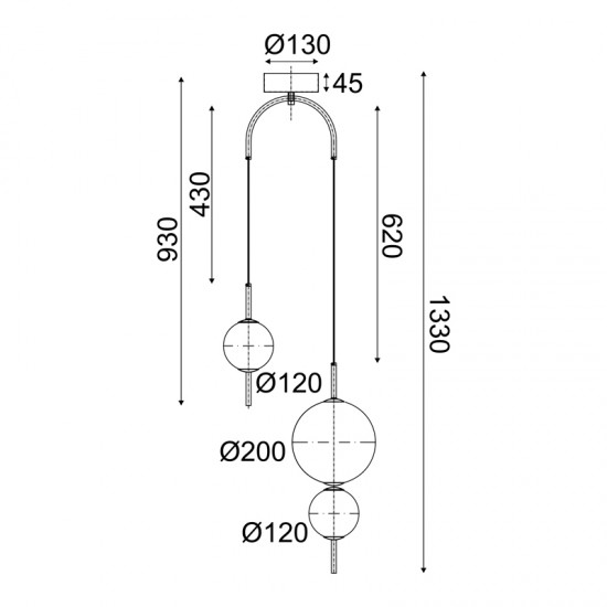 ΚΡΕΜΑΣΤΟ Φ/Σ LED 15W 3000K 1500LM AMELIA ΜΑΥΡΟ ΜΕΤ/ΚΟ+ΛΕΥΚΟ ΓΥΑΛΙ D37XH130CM