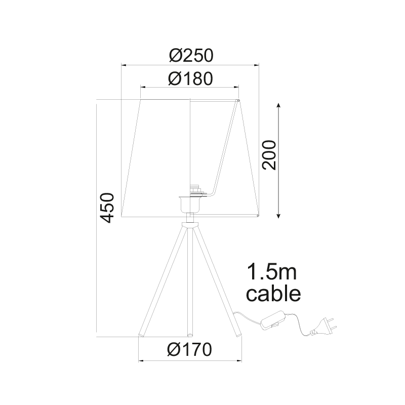NETTO ΠΟΡΤΑΤΙΦ ΤΡΙΠΟΔΑΣ ΜΑΥΡΟ 1ΧE27 MILOS