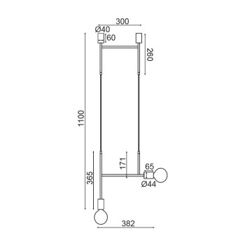 NETTO ΚΡΕΜΑΣΤΟ Φ/Σ 2ΧΕ27 ΜΑΥΡΟ ΜΕΤΑΛΛΙΚΟ 38X4X110CM KYOTO