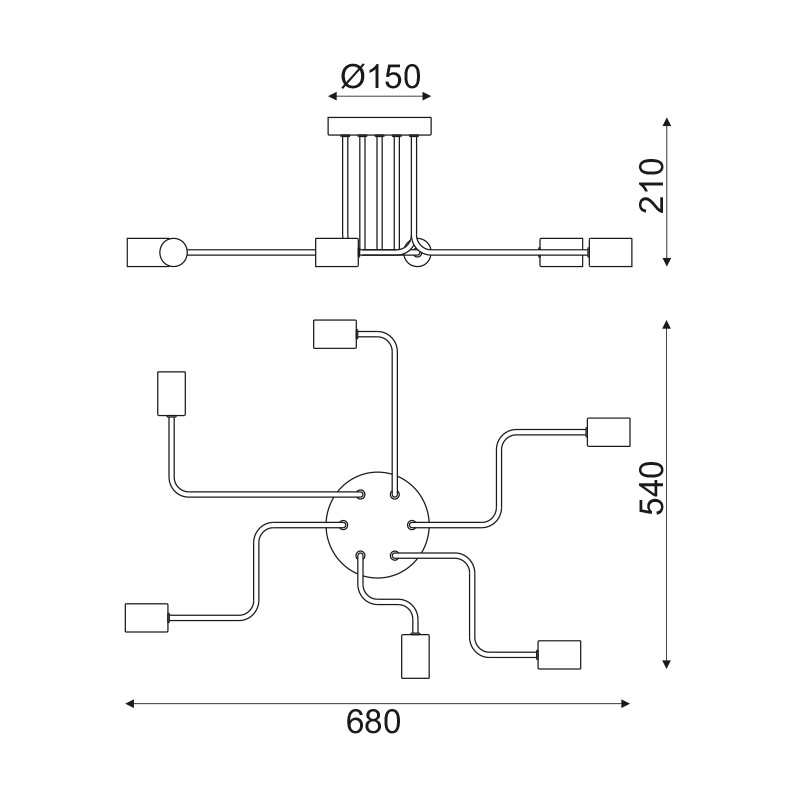 Φ/Σ ΟΡΟΦΗΣ 6XE27 ΜΕΤΑΛΛΙΚΟ ΜΑΥΡΟ ΜΑΤ 73X50XH21CM COBRA Φ/Σ ΟΡΟΦΗΣ 6XE27 ΜΕΤΑΛΛΙΚΟ ΜΑΥΡΟ ΜΑΤ 73X50XH21CM COBRA