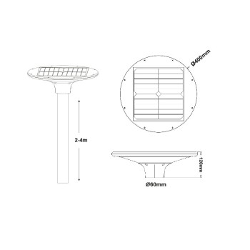 LED SOLAR URBAN LUMINAIRE 20W ΜΕ DIP-SWITCH CCT 3000K-4000K 2100LM RA80 IP65 30.000HRS