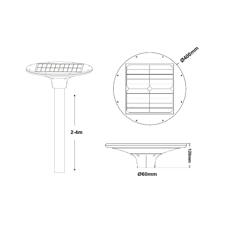 LED SOLAR URBAN LUMINAIRE 20W ΜΕ DIP-SWITCH CCT 3000K-4000K 2100LM RA80 IP65 30.000HRS