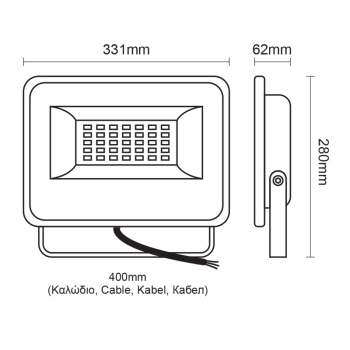 BLACK LED SMD FLOOD LUMINAIRE IP66 150W 4000K 15600Lm 230V AC RA80 BLACK LED SMD FLOOD LUMINAIRE IP66 150W 4000K 15600Lm 230V AC RA80