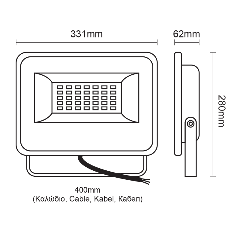 BLACK LED SMD FLOOD LUMINAIRE IP66 150W 4000K 15600Lm 230V AC RA80 BLACK LED SMD FLOOD LUMINAIRE IP66 150W 4000K 15600Lm 230V AC RA80