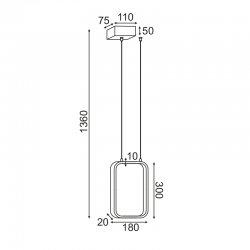 ^ΚΡΕΜΑΣΤΟ Φ/Σ LED 11W 3000K 1044LM ΜΑΥΡΟ ΜΕΤΑΛΛΙΚΟ 18X11XH136CM SYMETRIA