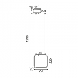 ^ΚΡΕΜΑΣΤΟ Φ/Σ LED 9W 3000K 870LM ΜΑΥΡΟ ΜΕΤΑΛΛΙΚΟ 22X11XH129CM SYMETRIA