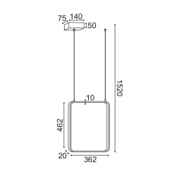 ^ΚΡΕΜΑΣΤΟ Φ/Σ LED 19W 3000K 1820LM ΜΑΥΡΟ ΜΕΤΑΛΛΙΚΟ 36X14XH1520CM SYMETRIA