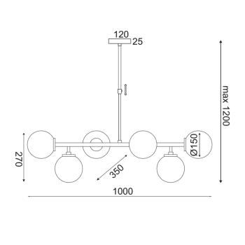 ΚΡΕΜΑΣΤΟ Φ/Σ 6ΧΕ27 ΜΕΤΑΛΛΙΚΟ+ΟΠΑΛ ΓΥΑΛΙ 100X30XH100CM THETIS ΚΡΕΜΑΣΤΟ Φ/Σ 6ΧΕ27 ΜΕΤΑΛΛΙΚΟ+ΟΠΑΛ ΓΥΑΛΙ 100X30XH100CM THETIS