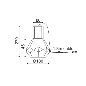 NETTO ΕΠΙΤΡΑΠ Φ/Σ 1ΧΕ27 ΓΥΑΛΙ ΔΙΑΦΑΝ+ΜΑΥΡΟ ΜΑΤ ΜΕΤΑΛΛΟ Φ18ΧH24,5CM DIAMONDRA