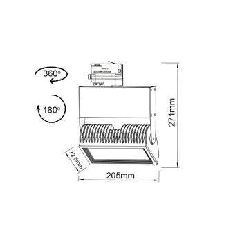 WHITE LED TRACK LIGHT 45W 3000K 4WIRES 80° 3500LM 230V Ra8 WHITE LED TRACK LIGHT 45W 3000K 4WIRES 80° 3500LM 230V Ra8