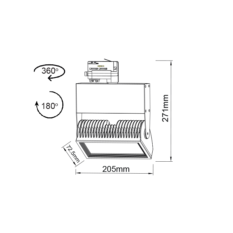 WHITE LED TRACK LIGHT 45W 3000K 4WIRES 80° 3500LM 230V Ra8 WHITE LED TRACK LIGHT 45W 3000K 4WIRES 80° 3500LM 230V Ra8