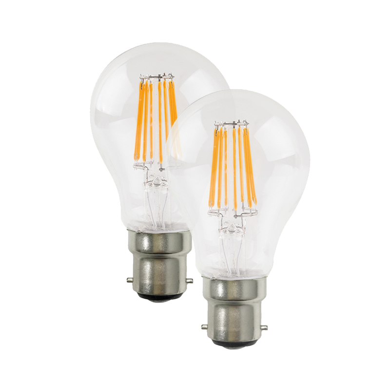 LED FILAMENT A60 B22 230V 7W 4.000K 360° 620Lm Ra80 DUO PACK