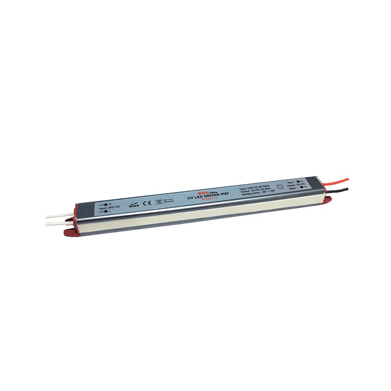 ^LINEAR METAL CV LED DRIVER 24W 230V AC-12V DC 2A IP67 WITH CABLES ^LINEAR METAL CV LED DRIVER 24W 230V AC-12V DC 2A IP67 WITH CABLES