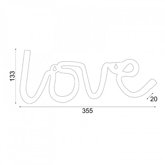 LOVE, 118 NEON LED ΛΑΜΠΑΚΙΑ ΜΕ ΜΠΑΤΑΡΙΑ (3xAA)/USB, WW, IP20, 35.5x2x13cm