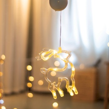 WINDOW PLASTIC DEER" 10 LED ΛΑΜΠΑΚΙΑ WW ΜΠΑΤ. (3ΧΑΑΑ) IP20 13X19CM