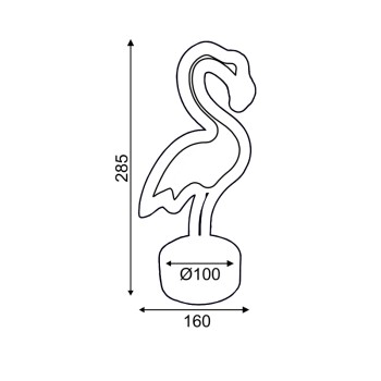 ΦΛΑΜΙΝΓΚΟ, 49 NEON LED ΛΑΜΠΑΚΙΑ ΜΕ ΜΠΑΤΑΡΙΑ (3xAA)/USB, ΡΟΖ, IP20, 16x10x28.5cm