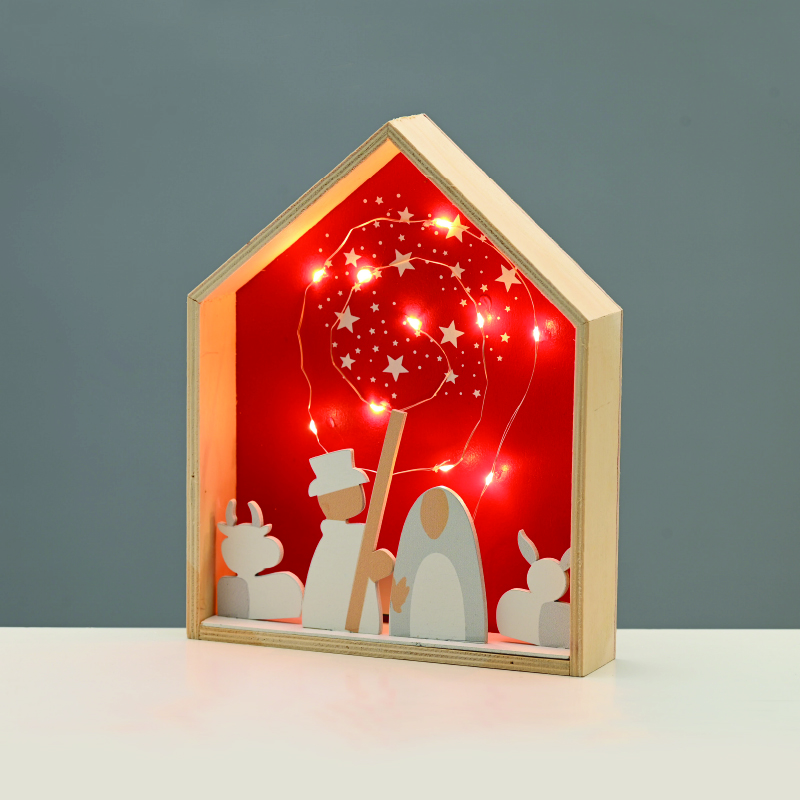 ^WOODEN HOUSE ΚΟΚΚΙΝΟ 10 LED ΛΑΜΠ ΚΑΛΩΔΙΟ ΧΑΛΚΟΥ ΘΕΡΜΟ ΣΤΑΘΕΡΟ ΜΠΑΤ (2ΧΑΑA) 20*4,5*25cm IP20^