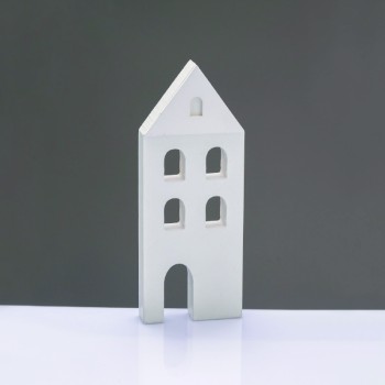^WOODEN DECORATIVE WHITE HOUSE  ΜΟΤΙΦ 7*2*18cm^