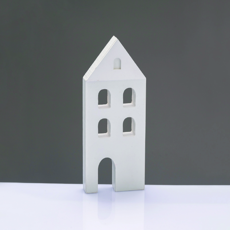 ^WOODEN DECORATIVE WHITE HOUSE  ΜΟΤΙΦ 7*2*18cm^