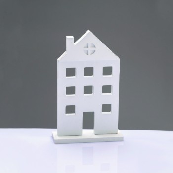 ^WOODEN DECORATIVE WHITE HOUSE WITH BASE ΔΙΑΚΟΣΜΗΤΙΚΟ ΜΟΤΙΦ 14*5*23cm^
