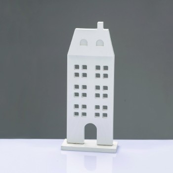 ^WOODEN DECORATIVE WHITE HOUSE  ΜΟΤΙΦ 11.5*5*27,5cm^