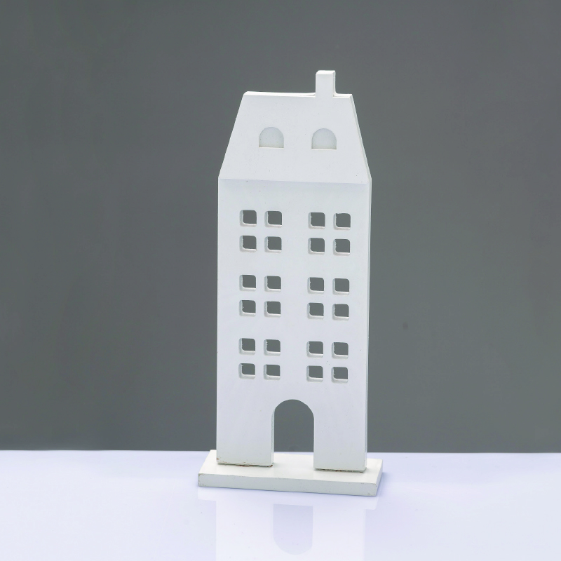 ^WOODEN DECORATIVE WHITE HOUSE  ΜΟΤΙΦ 11.5*5*27,5cm^