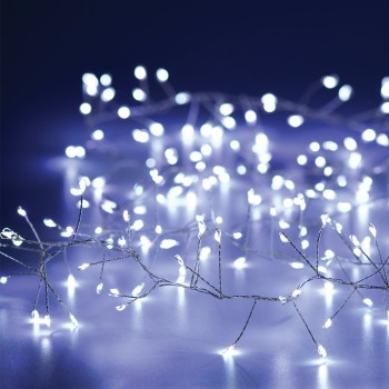 ^ 300 CLUSTER LED ΛΑΜΠΑΚ ΣΕΙΡΑ, CW, ΑΣΗΜΙ ΚΑΛΩΔ. ΧΑΛΚΟΥ,ΑΝΤΑΠΤ.(4.5VDC) & 8 ΠΡΟΓΡΑΜ.,IP44  3m+3m 6W