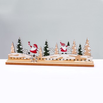 ^WOODEN XMAS COUNTDOWN WITH SANTA ΔΙΑΚΟΣΜHTIKO ΜΟΤΙΦ 33x5x10cm^