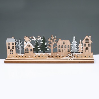 ^WOODEN XMAS COUNTDOWN WITH TREES ΔΙΑΚΟΣΜΗΤΙΚΟ ΜΟΤΙΦ 33x5x10cm^