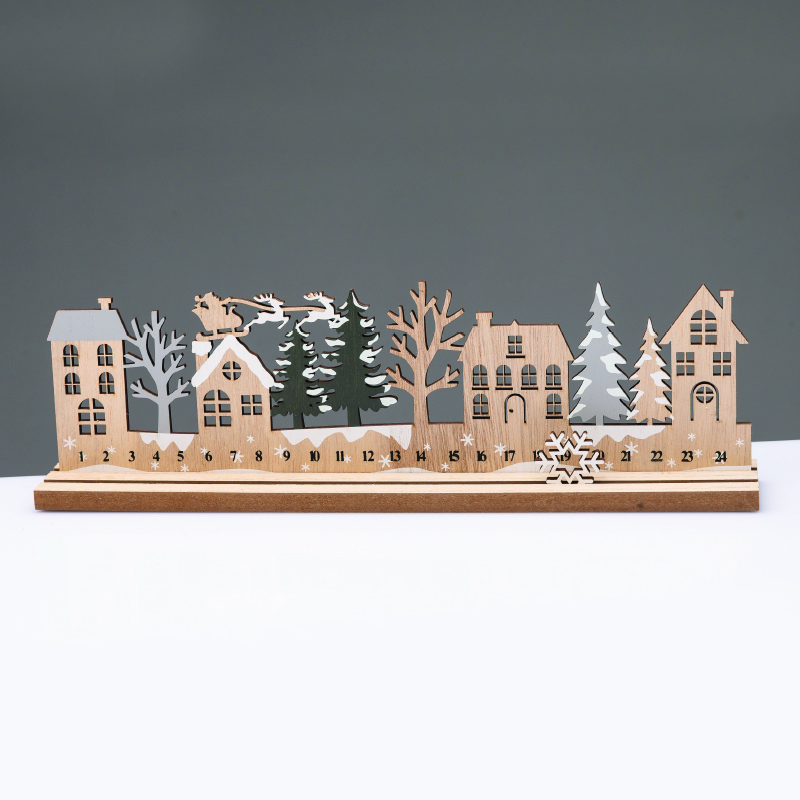^WOODEN XMAS COUNTDOWN WITH TREES ΔΙΑΚΟΣΜΗΤΙΚΟ ΜΟΤΙΦ 33x5x10cm^