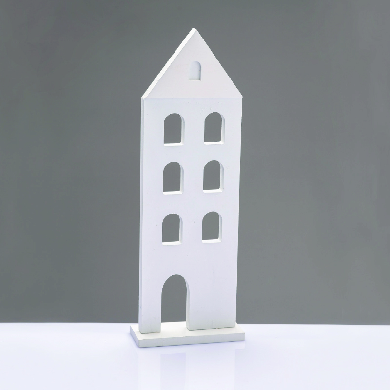 ^WOODEN DECORATIVE WHITE HOUSE  ΜΟΤΙΦ 11.5*5*33,5cm^