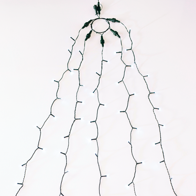 ^ 175 LED ΧΤΑΠΟΔΙ ΛΑΜΠ 5 ΣΕΙΡΕΣ x 35 ΛΑΜΠ CW ΑΝΤΑΠΤ.(31VDC), IP44, 5*350cm & 3m ΠΡΑΣΙΝΟ ΚΑΛ.