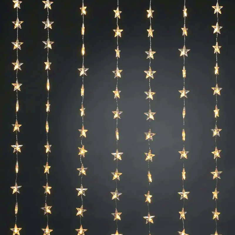 ^48LED ΛΑΜΠ ΚΟΥΡΤΙΝΑ ΑΣΤΕΡΙΑ 6,5cm ΘΕΡΜΟ ΛΕΥΚΟ ΑΝΤΑΠΤ & 8 ΠΡΟΓΡ IP44 120cm 5M ΠΡΑΣ ΚΑΛΩΔ