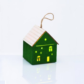 ^FELT HOUSE WOODEN ROOF ΠΡΑΣΙΝΟ 1 MINI LED ΔΙΑΚ ΘΕΡΜΟ ΛΑΜΠ ΜΠΑΤ 3*AG10 (ΣΥΜΠΕΡΙΛΑΜΒ) 8*8*9,6cm