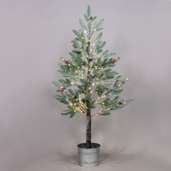 ^ SNOW FLOWER TREE WITH RED CHERRY&POT 168WW LED ΛΑΜΠΑΚ ΑΝΤΑΠ(4,5V)IP44 ΥΨ.120CM Ø20CM 3MΚΑΛΩΔ ΤΡΟΦ