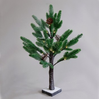 ^ “SNOW PINE TREE WITH PINE CONES” 24 WW LED ΛΑΜΠΑΚ. IP20 3xAA ΥΨΟΣ 60CM ΒΑΣΗ 10x10CM