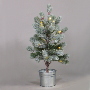 ^ “SNOW PINE TREE WITH RED CHERRY AND POT” 28 WW LED ΛΑΜΠΑΚ. IP20 3xAA ΥΨΟΣ 55cm Ø12,5cm