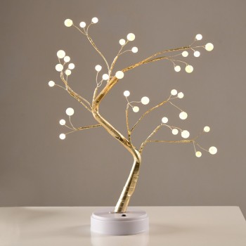 ^  “TREE WITH BALL LIGHTS” 36 LED ΛΑΜΠΑΚ ΜΠΑΤΑΡ(3xAA)/USB ΘΕΡΜΟ ΛΕΥΚΟ IP20 50cm