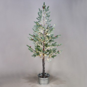 ^ SNOW FLOWER TREE WITH RED CHERRY&POT 384WW LED ΛΑΜΠΑΚ ΑΝΤΑΠ(4,5V)IP44 ΥΨ.200CM Ø27CM 3MΚΑΛΩΔ ΤΡΟΦ