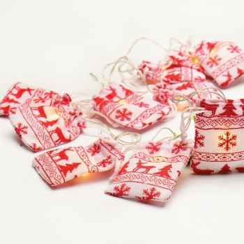  “WOVEN BAG STRING LIGHT” ΑΣΠΡΟ & ΚΟΚΚΙΝΟ ΤΣΟΥΒΑΛΑΚΙ 10 LED ΛΑΜΠΑΚ ΜΠΑΤΑΡ(2xΑΑ) ΘΕΡΜΟ ΛΕΥΚ IP20