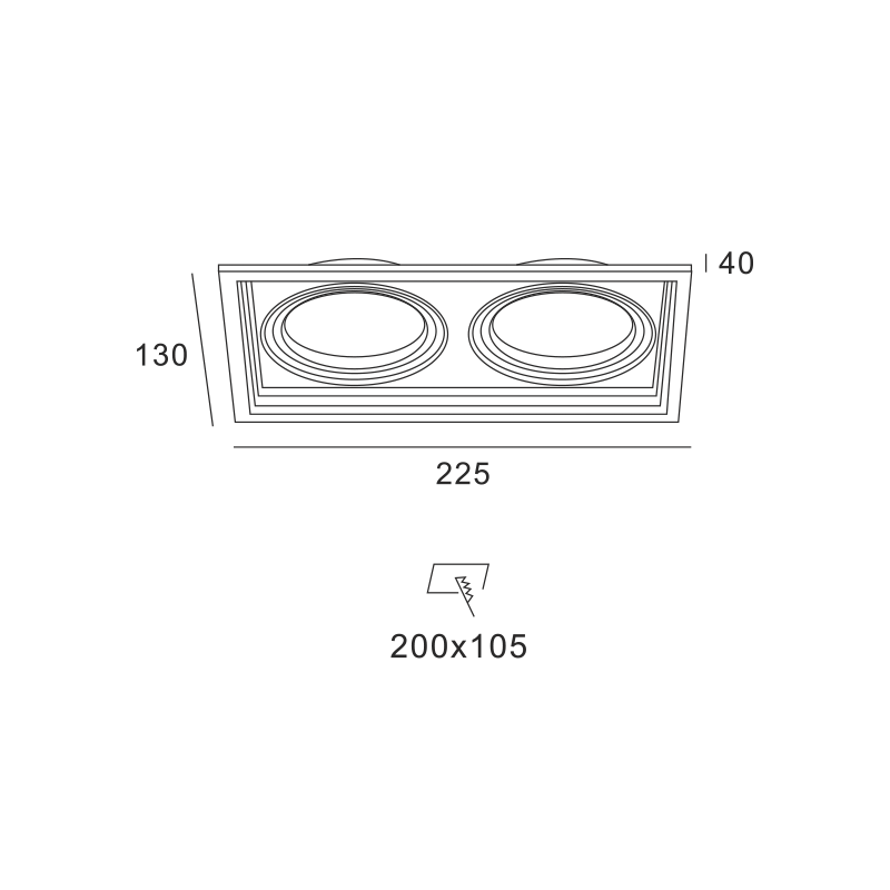 WHITE COLOR SPOT 2xGU10 130x225