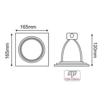 ^  ΣΠΟΤ AR111 XMS ΜΟΝΟ ΜΑΥΡΟ ΤΕΤΡΑΓΩΝΟ 165x165
