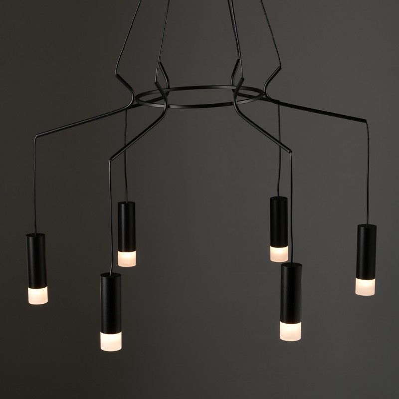 NETTO ΚΡΕΜΑΣΤΟ Φ/Σ 6ΧG9 ΜΑΥΡΟ ΑΛΟΥΜΙΝΙΟ 6x D3,6XH13CM ΚΑΛΩΔΙΟ 1,3M TERES