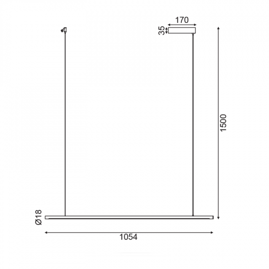 ^ΚΡΕΜΑΣΤΟ Φ/Σ LED 18W 3000K 920LM ΟΡΕΙΧΑΛΚΟ ΑΛΟΥΜΙΝΙΟ DIMMER ΑΦΗΣ 105Χ1,8ΧΗ150CM AVENUE