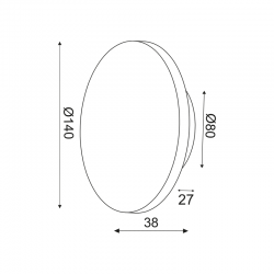 ΕΠΙΤΟΙΧΟ Φ/Σ LED 5W 3000Κ ΜΑΥΡΟ MDF ΚΥΚΛΟΣ Φ14ΧΗ3,6CM ECLIPSE