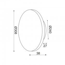 ΕΠΙΤΟΙΧΟ Φ/Σ LED 15W 3000Κ ΜΑΥΡΟ MDF ΚΥΚΛΟΣ Φ30ΧΗ3,6CM ECLIPSE