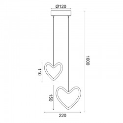 ΚΡΕΜΑΣΤΟ Φ/Σ LED 14W 3000K 900LM INNAMORATO ΡΟΖ ΜΕΤ/ΚΟ 24X14X100CM 